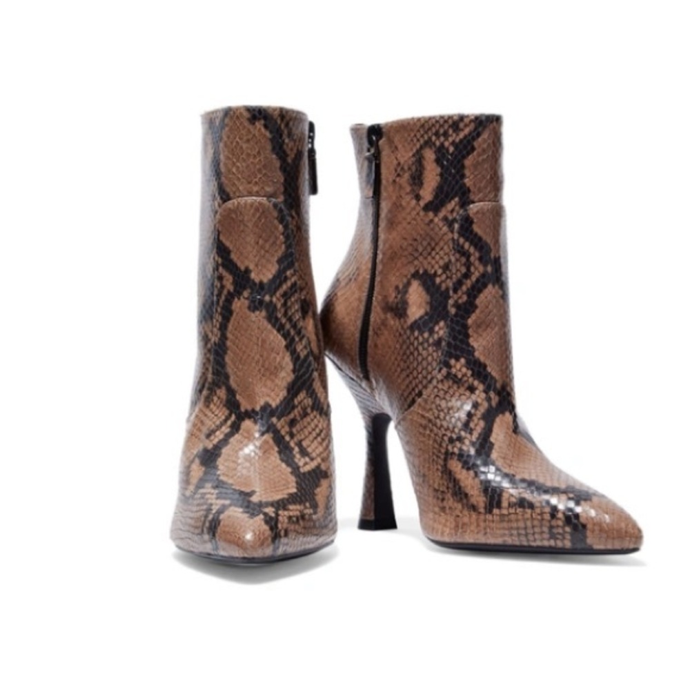 Stuart Weitzman Melina snakeskin embossed leather ankle boots NWOB